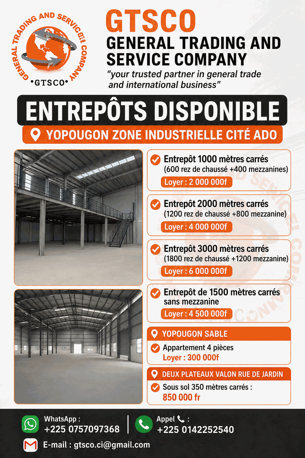 Plusieurs Entrepôts disponible zone industrielle Yopougon