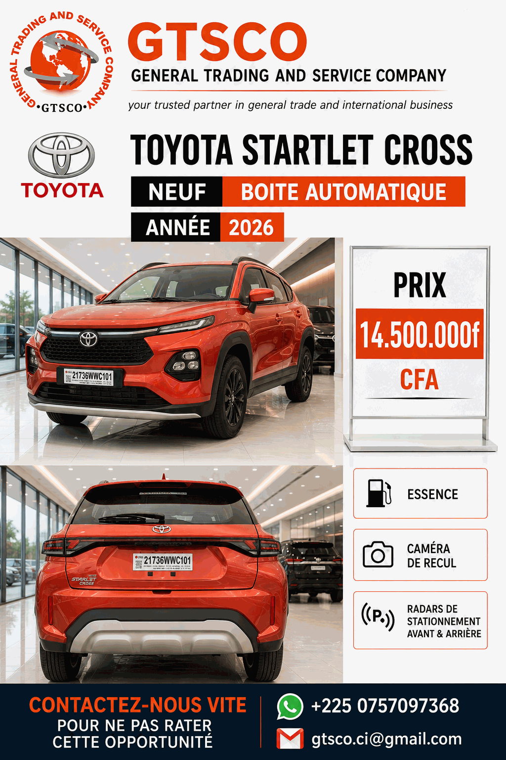 Toyota starlet Cross neuf 2026