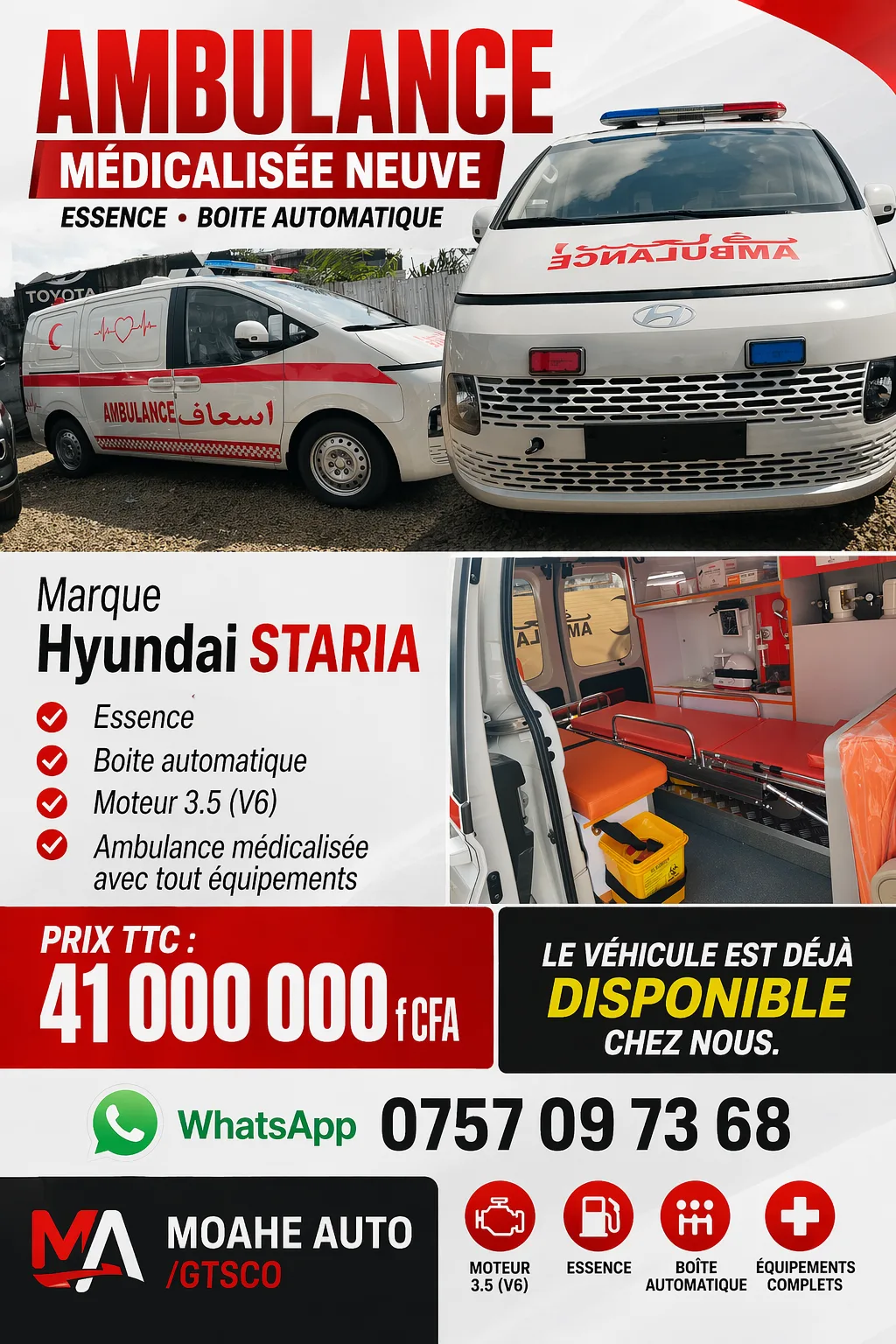 Ambulance médicalisée neuve