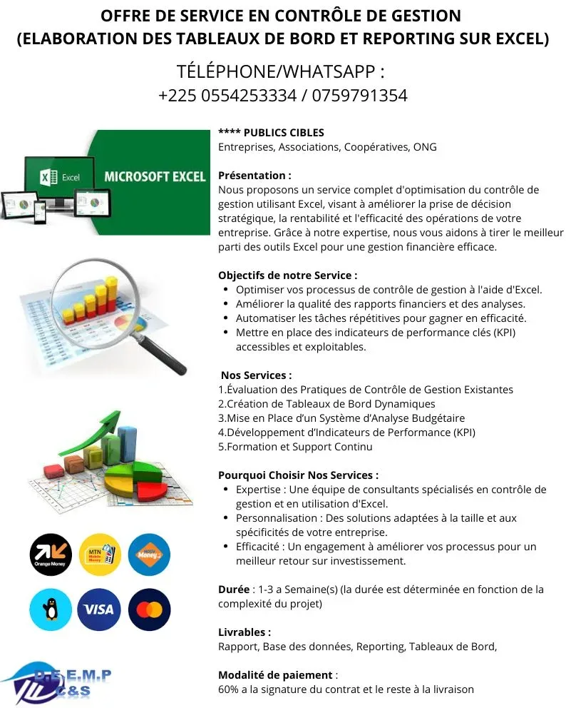 Offre de Service : « Contrôle de Gestion Optimisé avec Excel »