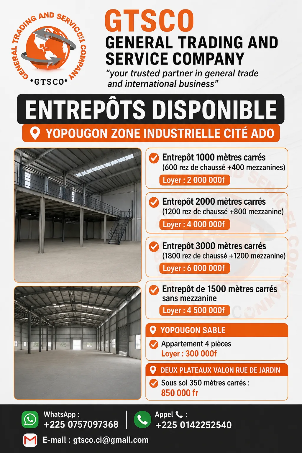 Plusieurs Entrepôts disponible zone industrielle Yopougon