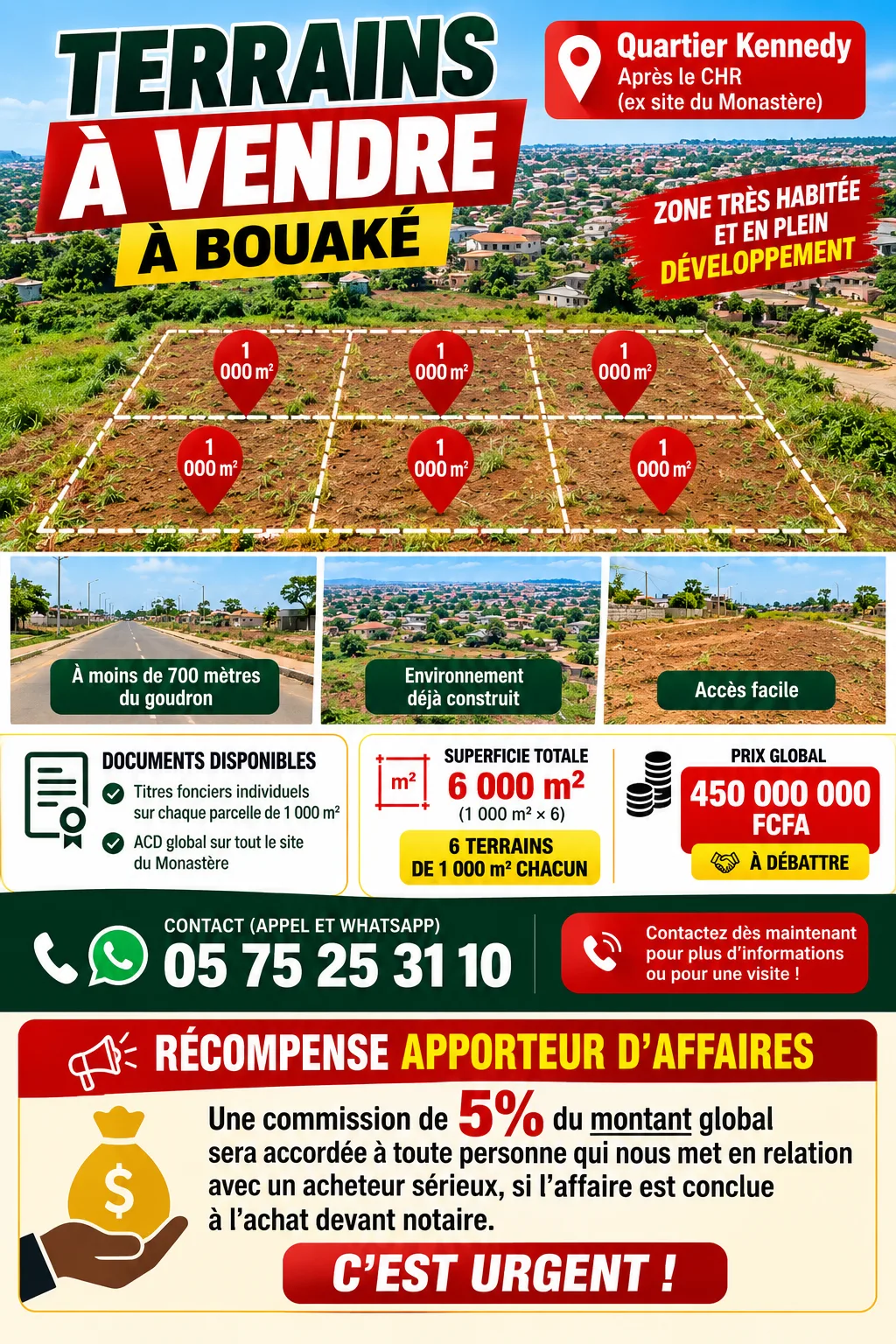 VENTE DE TERRAIN BOUAKÉ KENNEDY