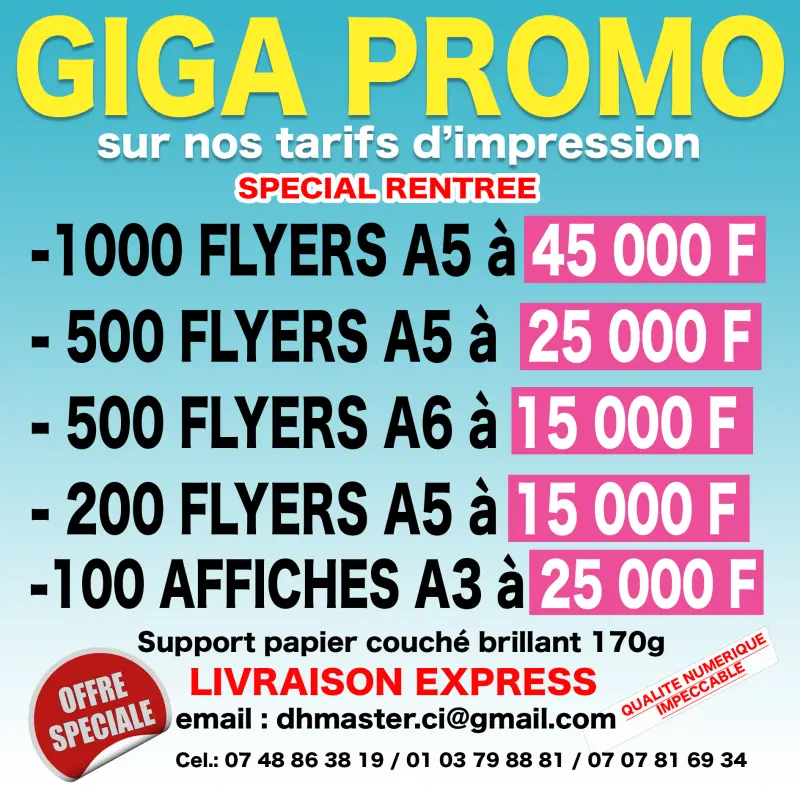 GIGA PROMO SUR NOS TARIFS D'IMPRESSION