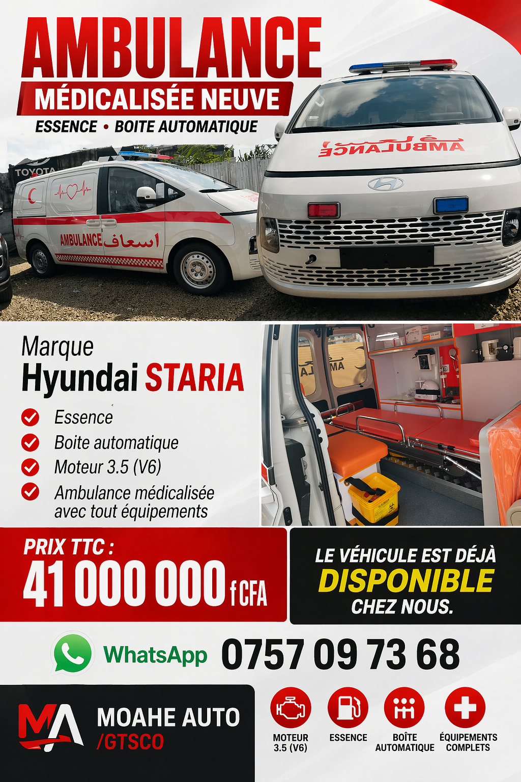 Ambulance médicalisée neuve