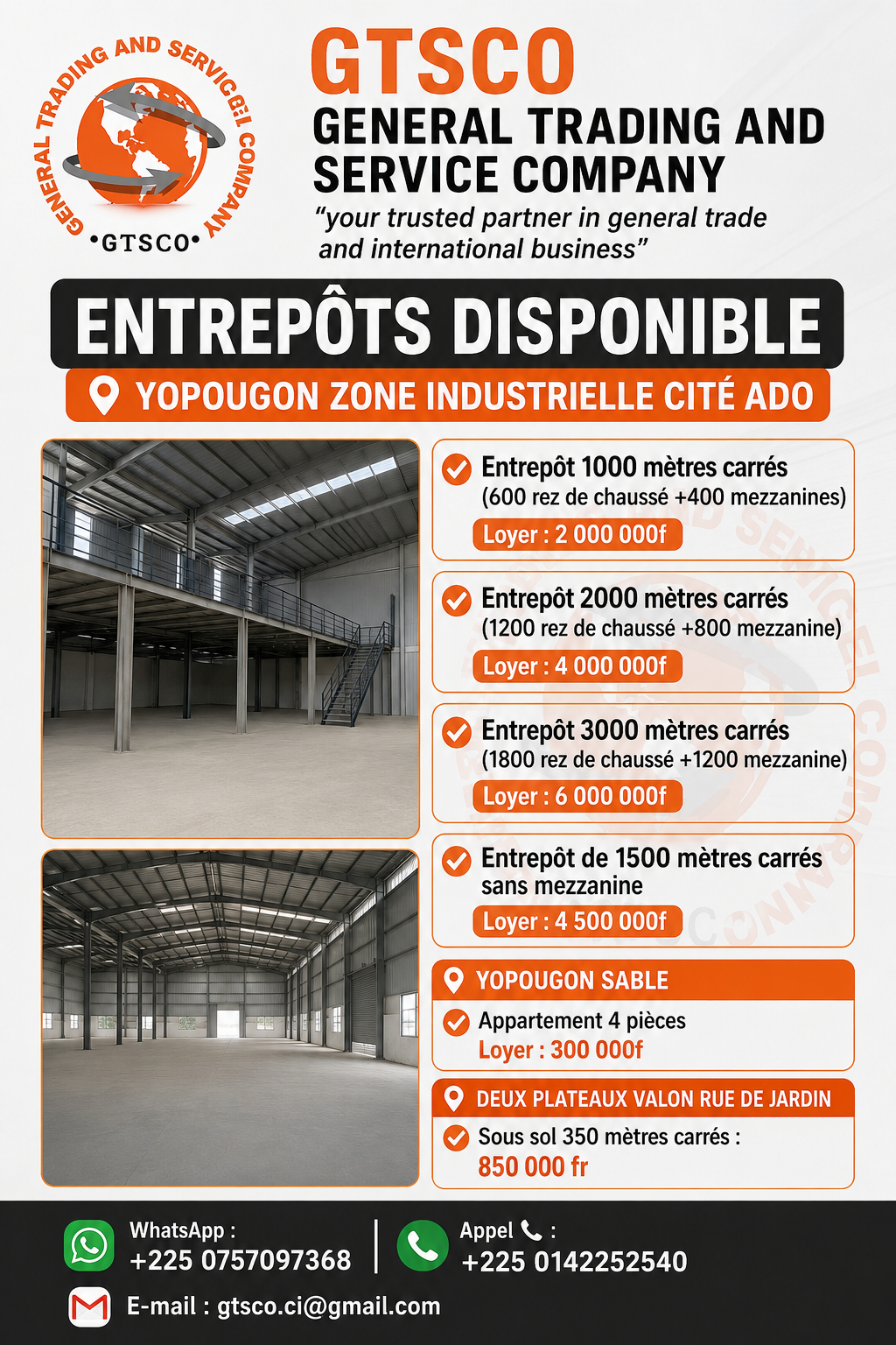 Plusieurs Entrepôts disponible zone industrielle Yopougon