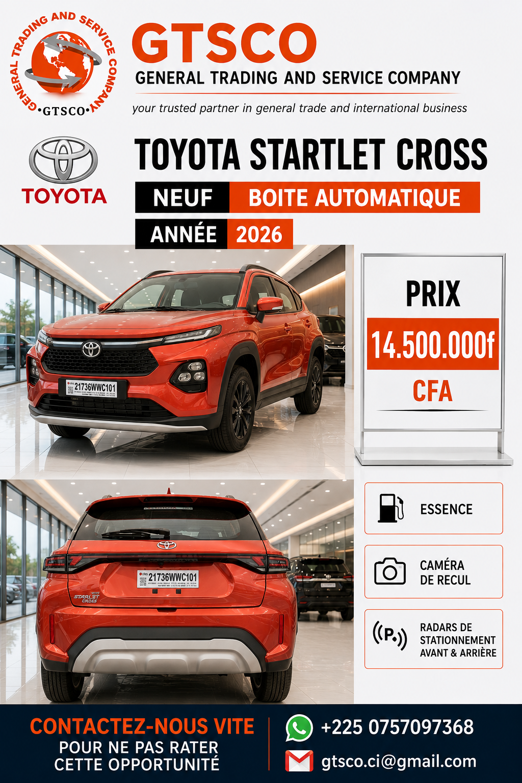 Toyota starlet Cross neuf 2026